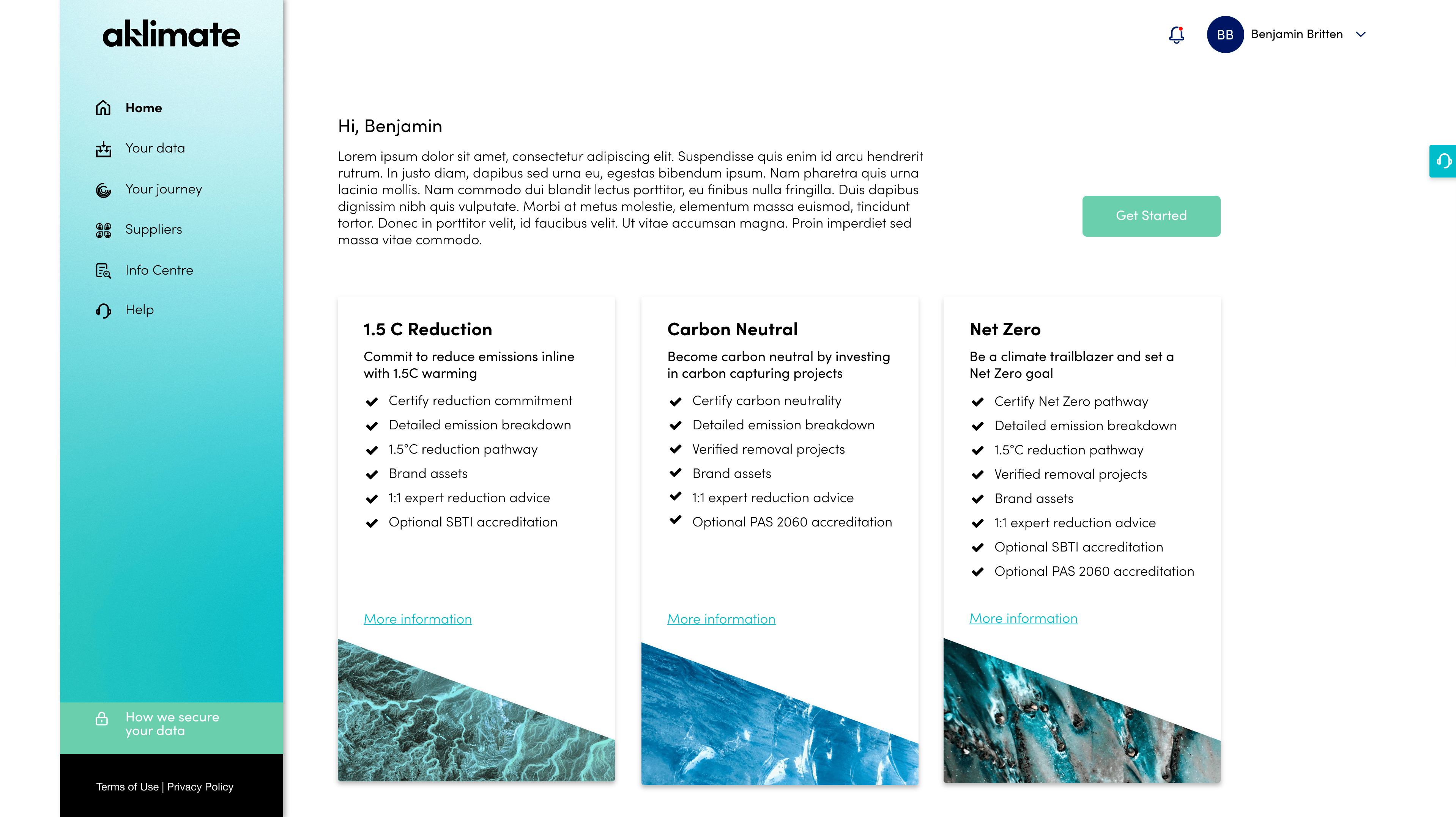Aklimate dashboard targets